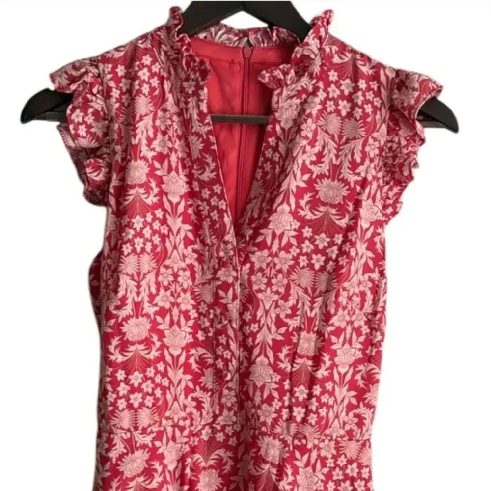 VINCE CAMUTO Floral Belted A-Line Dress Sz 4 - Picture 3 of 7